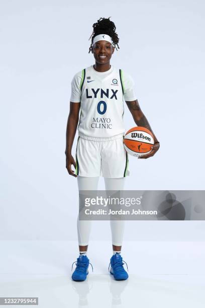 Rennia Davis of the Minnesota Lynx poses for a portrait during 2021 WNBA Media Day on May 4, 2021 at Target Center in Minneapolis, Minnesota. NOTE TO...