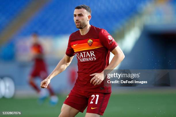 Borja Mayoral of AS Roma controls the ball during the Serie A match between AS Roma and FC Crotone at Stadio Olimpico on May 9, 2021 in Rome, Italy....