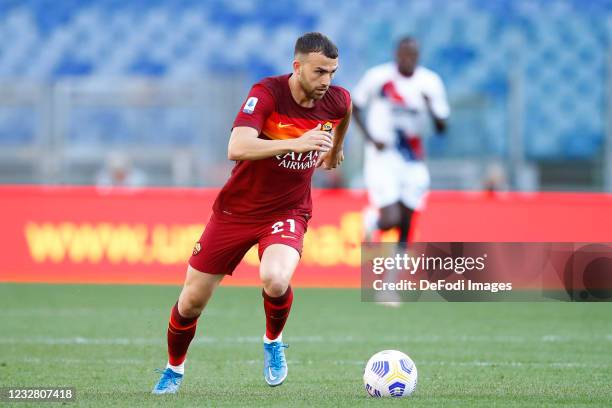 Borja Mayoral of AS Roma controls the ball during the Serie A match between AS Roma and FC Crotone at Stadio Olimpico on May 9, 2021 in Rome, Italy....