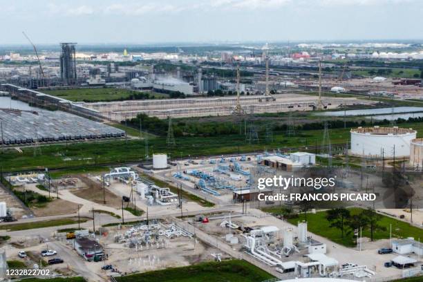 Image showing the Colonial Pipeline Houston Station facility in Pasadena, Texas taken on May 10, 2021. - US President Joe Biden said that a...