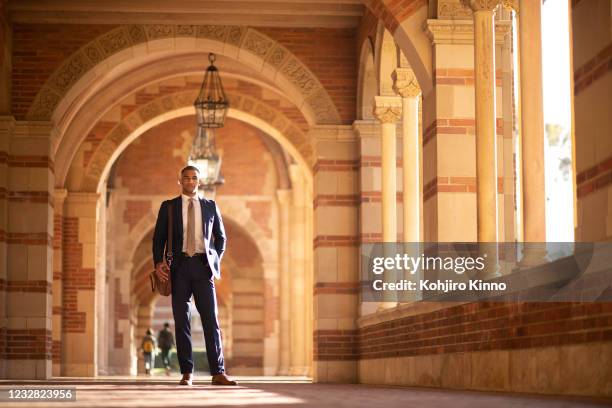 Portrait of third-year UCLA Law student and former NCAA athlete Cody McDavis posing during photo shoot on UCLA Law campus. McDavis, who played...