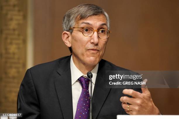 Dr. Peter Marks, Director of the Center for Biologics Evaluation and Research within the Food and Drug Administration answers a question during a...
