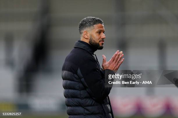 Jobi McAnuff the head coach / manager of Leyton Orient during the Sky Bet League Two match between Salford City and Leyton Orient at Moor Lane on May...