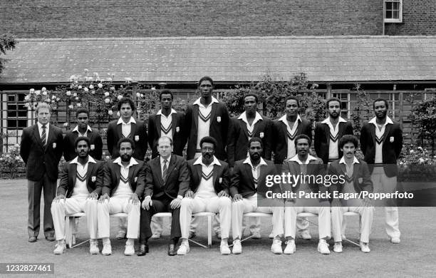 West Indies Prudential World Cup cricket team at Lord's Cricket Ground, London, 17th June 1983. Pictured are : Dennis Waight , Gus Logie, Faoud...