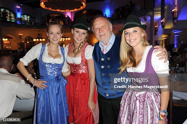 Joseph Vilsmaier and his daughters Theresa , Janina and Josefina attend the Angermaier Kicks Off Oktoberfest Season With 'Trachten-Nacht' on...