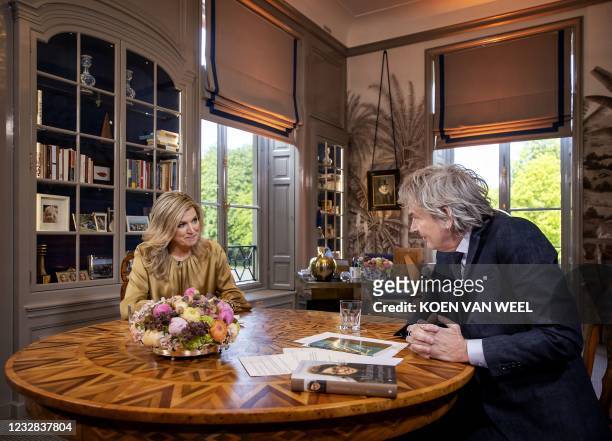 Dutch Queen Maxima is interviewed by Matthijs van Nieuwkerk on the occasion of her 50th birthday in The Hague on May 7 at the queen's office at Huis...