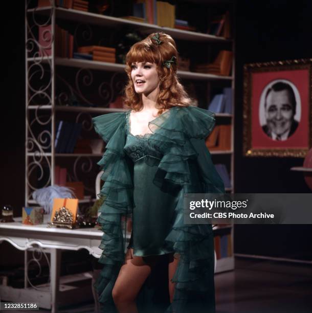 Pictured is Pamela Rodgers on THE JONATHAN WINTERS SHOW. Premiere episode: December 27, 1967.