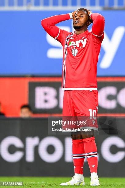 Keita Balde of Sampdoria reacts with disappointment during the Serie A match between UC Sampdoria and Spezia Calcio at Stadio Luigi Ferraris on May...