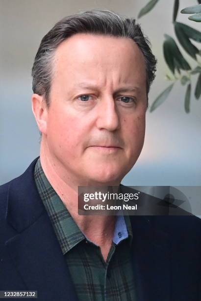 Former Prime Minister David Cameron leaves his home to give evidence to a select committee on Greensill, on May 13, 2021 in London, England.