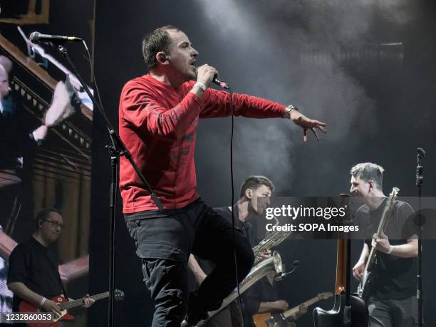 Konstantin Semin sings on stage with the band's musicians. Concert of the rock group Gianni Rodari, journalist, documentary filmmaker and public...