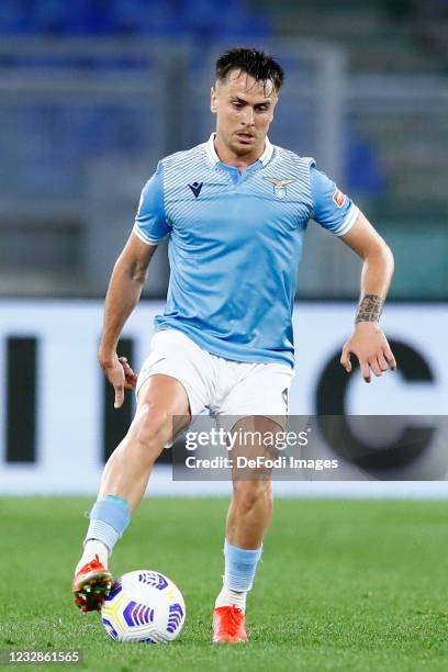 Gil Patric of SS Lazio controls the ball during the Serie A match between SS Lazio and Parma Calcio at Stadio Olimpico on May 12, 2021 in Rome,...