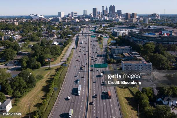 Traffic on Interstate 85 in Atlanta, Georgia, U.S., on Thursday, May 13, 2021. Five days after a criminal hack shut down deliveries of almost half...