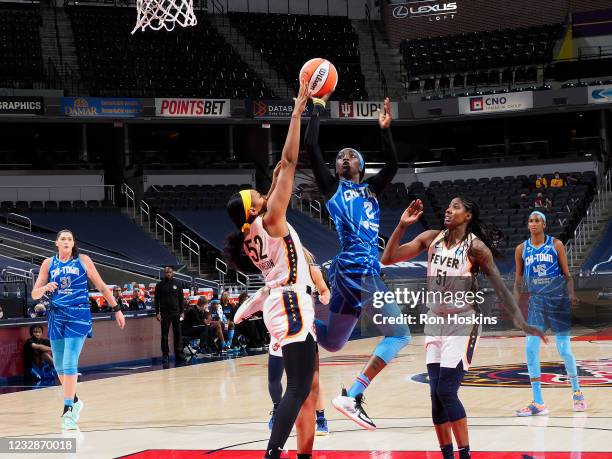 Kahleah Copper of the Chicago Sky drives to the basket against the Indiana Fever at Bankers Life Fieldhouse on May 3, 2021 in Indianapolis, Indiana....