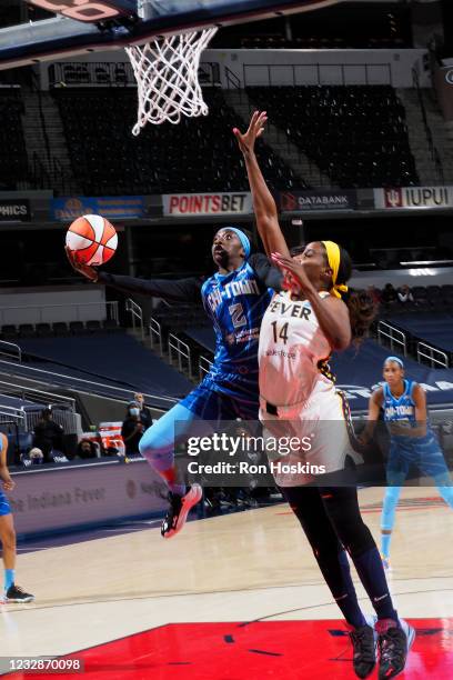 Kahleah Copper of the Chicago Sky drives to the basket against the Indiana Fever at Bankers Life Fieldhouse on May 3, 2021 in Indianapolis, Indiana....