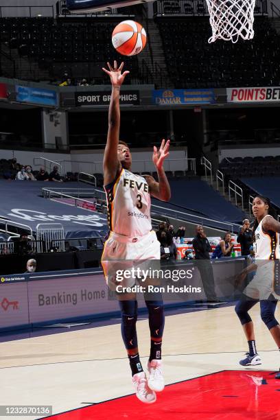 Danielle Robinson of the Indiana Fever drives to the basket against the Chicago Sky at Bankers Life Fieldhouse on May 3, 2021 in Indianapolis,...