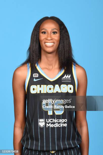 Astou Ndour-Fall of the Chicago Sky poses for a head shot during the WNBA Media Day on May 13 at Sachs Recreation Center in Chicago, Illinois. NOTE...