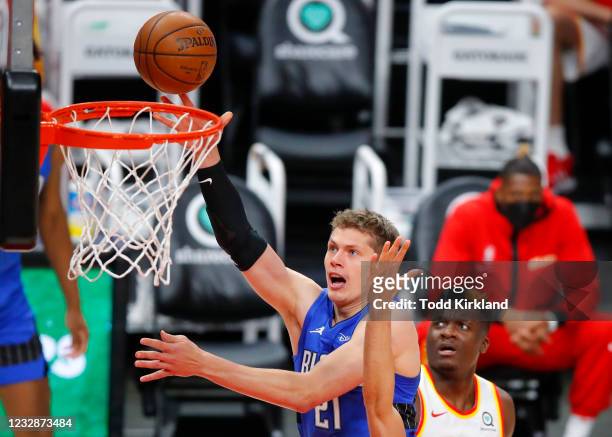 Moritz Wagner of the Orlando Magic shoots during the first half against the Atlanta Hawks at State Farm Arena on May 13, 2021 in Atlanta, Georgia....