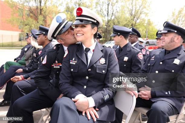 White Knuckle Panic" Episode 915 -- Pictured: Taylor Kinney as Kelly Severide, Miranda Rae Mayo as Stella Kidd --