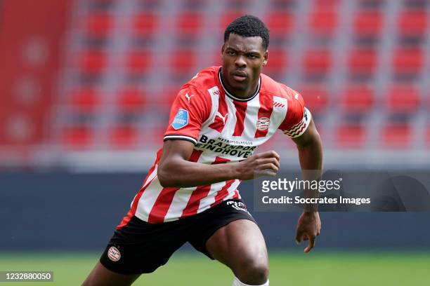 Denzel Dumfries of PSV during the Dutch Eredivisie match between PSV v PEC Zwolle at the Philips Stadium on May 13, 2021 in Eindhoven Netherlands