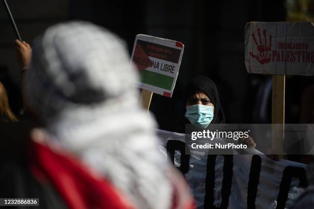 Protests and mobilization in Buenos Aires, in solidarity with the Palestinian people for the conflict with the State of Israel. A group of people...