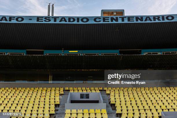 General view of Estadio Centenario on May 14, 2021 in Montevideo, Uruguay. CONMEBOL confirmed Estadio Centenario will host the finals of the 2021...