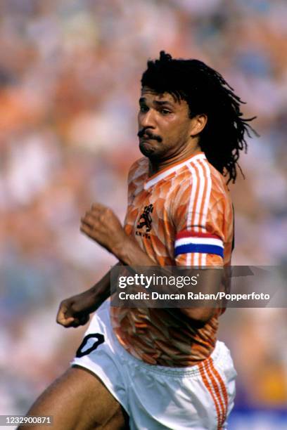 Ruud Gullit of the Netherlands in action during the UEFA Euro 88 Group 2 match between England and the Netherlands at the Rheinstadion on June 15,...