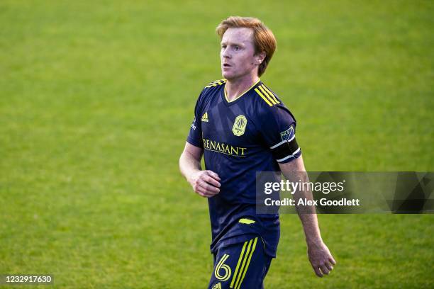 Dax McCarty of Nashville SC looks on during a game against the Real Salt Lake at Rio Tinto Stadium on May 15, 2021 in Sandy, Utah.