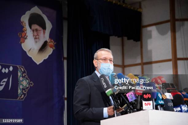 Former Speaker of the Parliament of Iran, Ali Larijani press conference with journalists and media. Ali Larijani was registered for the presidential...
