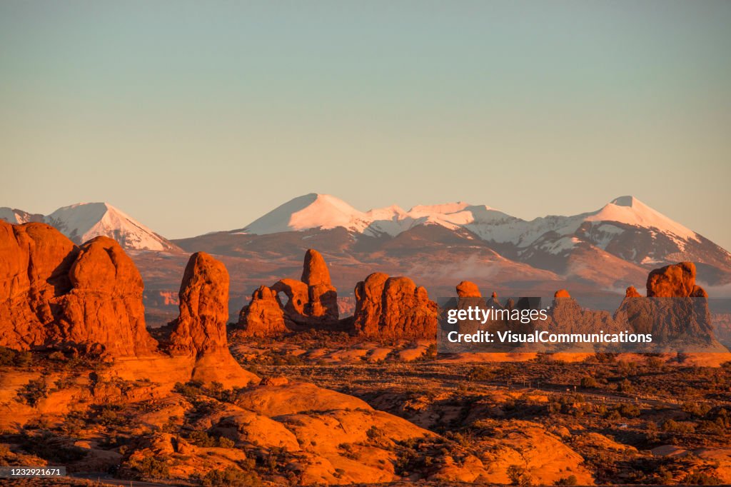 Puesta de sol en el Parque Nacional Arches.