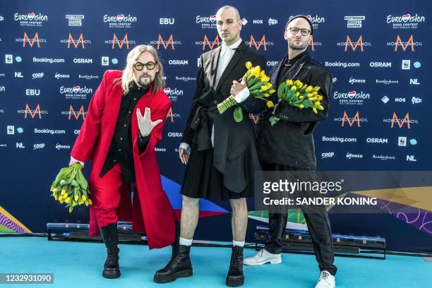 The Roop from Lithuania arrive on the turquoise carpet as The Eurovision Song Contest 2021 officially kicks off at the Cruise Terminal Rotterdam, in...