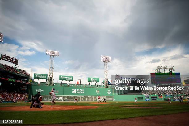 General view during a game between the Boston Red Sox and the Los Angeles Angels of Anaheim on May 16, 2021 at Fenway Park in Boston, Massachusetts.