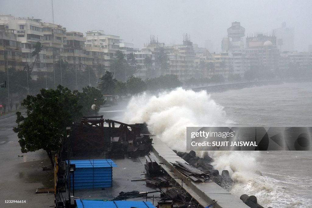 Cyclone In India Waves lash over onto a shoreline in Mumbai on May 17 as Cyclone... News ...