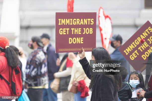 Pro-immigration activists rally near the US Capitol calling for immigration reform in Washington, D.C. May 12, 2021.