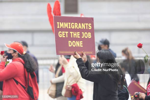 Pro-immigration activists rally near the US Capitol calling for immigration reform in Washington, D.C. May 12, 2021.
