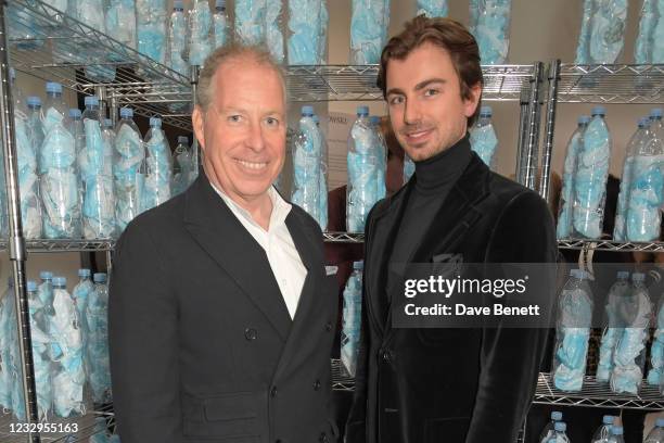 David Armstrong-Jones, 2nd Earl of Snowdon and Piotr Krzymowski attend a private view of artist Piotr Krzymowski's new exhibition "Major Incident"...