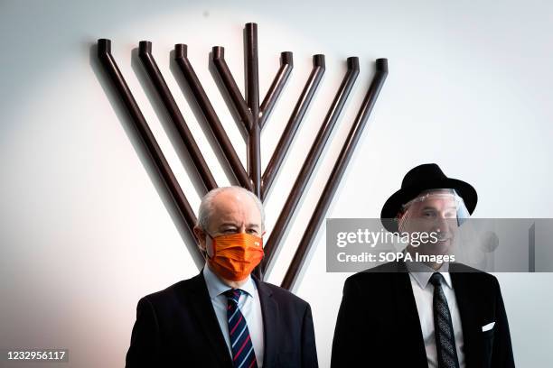 Rui Rio, President of PSD , and Dias Ben Zion, President of the Porto Israeli Community pose for a picture at the Museum of the Holocaust in Porto....