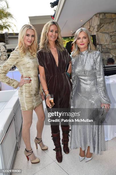 Celesta Hodge, Lady Victoria Hervey and Ana Brant attend Nikki Haskell's 80th Birthday on May 17, 2021 at the home of Eugenio Lopez in Beverly Hills,...