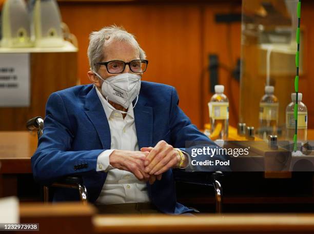 Robert Durst faces the jurors before opening statements in his murder trial at Inglewood Courthouse on May 18, 2021 in Inglewood, California. The...