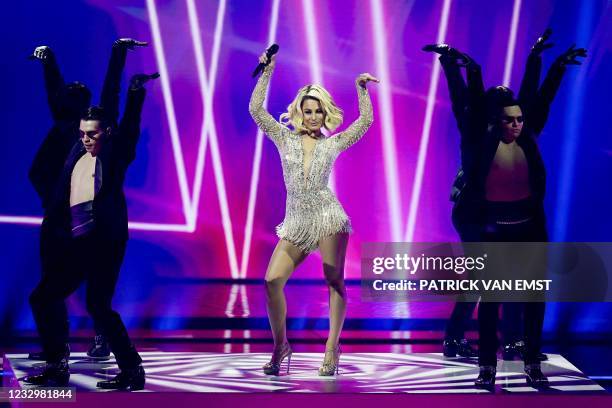 Natalia Gordienko from Moldova performs with the song Sugar during the first dress rehearsal of the second semi-final of the Eurovision Song Contest...