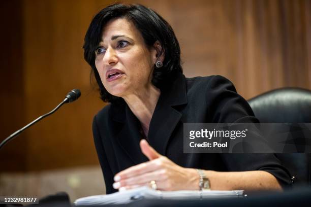 Director of the Centers for Disease Control and Prevention Dr. Rochelle Walensky testifies during a Senate Appropriations Subcommittee hearing in the...