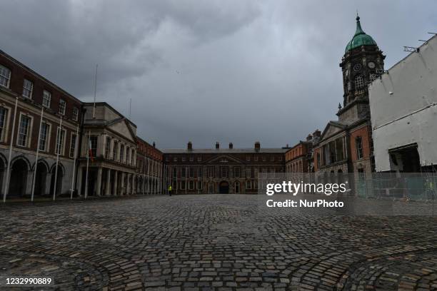 View of a dark sky over Dublin Castle. On Tuesday, 18 May 2021, in Dublin, Ireland.