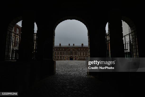 View of a dark sky over Dublin Castle. On Tuesday, 18 May 2021, in Dublin, Ireland.