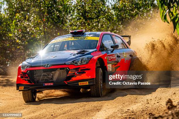 Ole Christian Veiby of Norway and Jonas Andersson of Sweden compete in their Hyundai NG i20 during the shakedown of the FIA World Rally Championship...