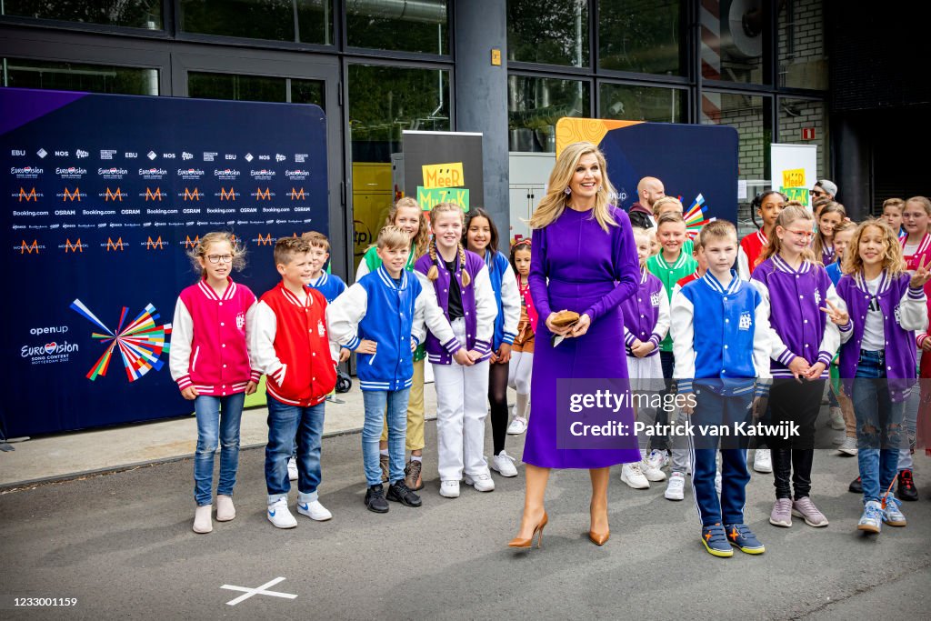 Queen Maxima Of The Netherlands Visits The Eurovision Songfestival Studios In Rotterdam