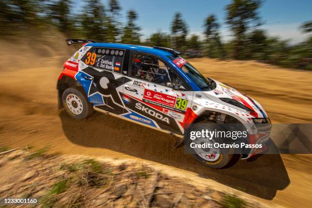 Fabrizio Zaldivar of Paraguay and Carlos del Barrio of Spain compete in their Skoda Fabia EVO during the shakedown of the FIA World Rally...