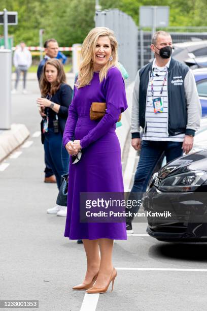 Queen Maxima of The Netherlands visits the rehearsal of the second semi final of the Eurovision Song Contest at Rotterdam Ahoy on May 20, 2021 in...