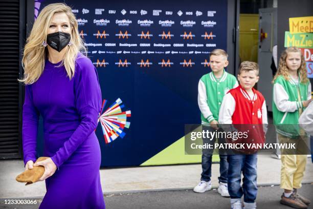 Queen Maxima visits during the rehearsal of the Eurovision Song Contest in Rotterdam on May 20, 2021. / Netherlands OUT