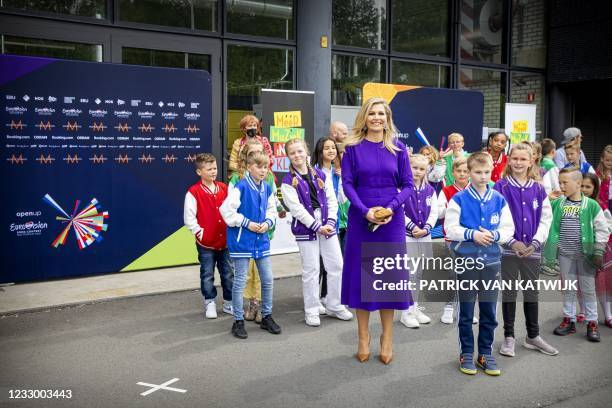 Queen Maxima visits during the rehearsal of the Eurovision Song Contest in Rotterdam on May 20, 2021. / Netherlands OUT