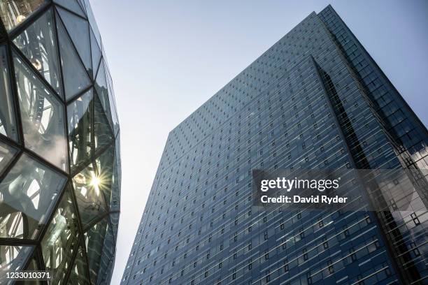 The Spheres and the Day 1 building are seen at the Amazon.com Inc. Headquarters on May 20, 2021 in Seattle, Washington. Five women employees sued...