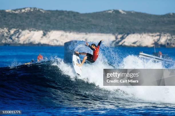 Jordy Smith of South Africa surfing in Heat 1 of the Round of 16 of the Rip Curl Rottnest Search presented by Corona on MAY 21, 2021 in Rottnest...